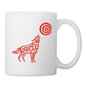 Der Wolf und der rote Mond - Tasse - Weiß - Rechts