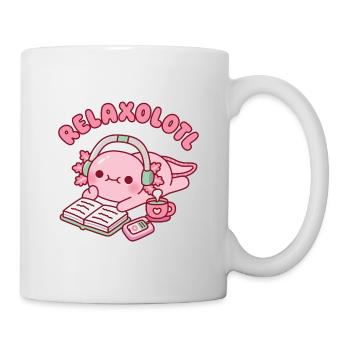 Cute Axolotl Chilling With Book Relaxolotl Pun - Mug - white - Right