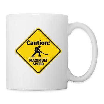 Caution Maximum Speed Eishockey Warnschild - Tasse - Weiß - Rechts