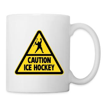 Caution Hockey Eishockeyspieler Warnung - Tasse - Weiß - Rechts