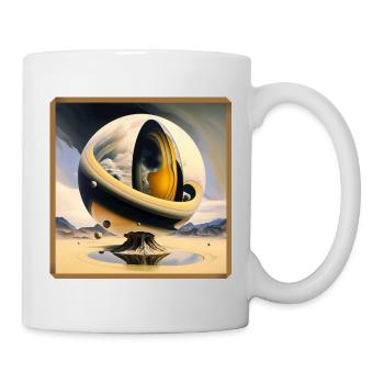 Cosmic sphere over surreal desert island - Mug - white - Right