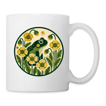 Green Frog in Yellow Poppy Garden - Mug - white - Right