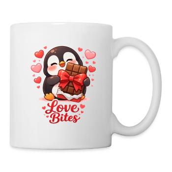Penguin with Chocolate Heart Love Valentine's Day - Mug - white - Right