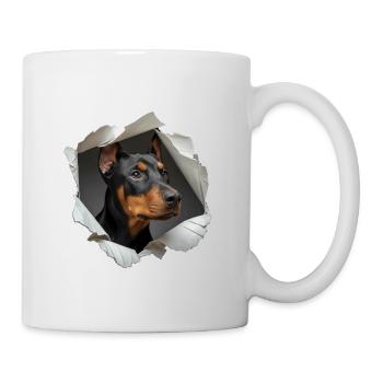 Doberman drôle de pique Pinscher Dog Paper déchiré - Mug blanc - blanc - Droite