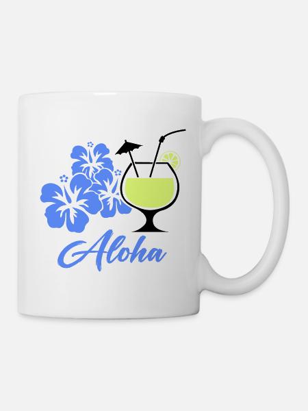 Aloha Hibiskus Tropen-Drink - Tasse - Weiß