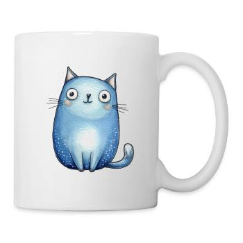 Little Blue Cat – Poetic and Childlike Drawing - Mug - white - Right