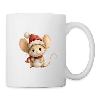 Little Christmas Mouse – Sweet and Happy Drawing - Mug - white - Right