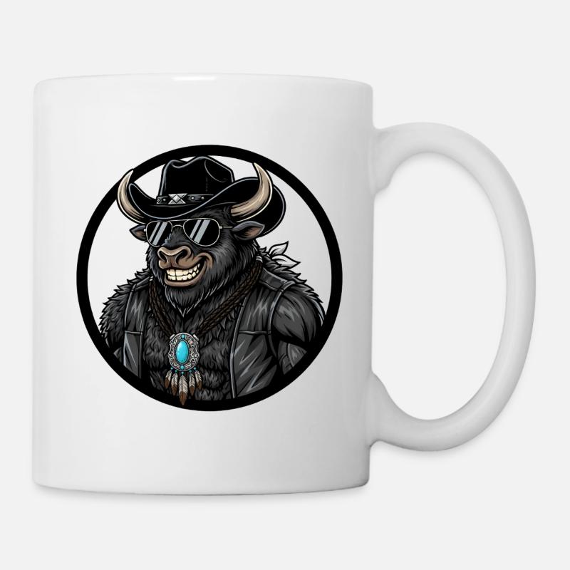 Taureau de l’Ouest Taureau Cowboy avec turquoise - Mug blanc - blanc
