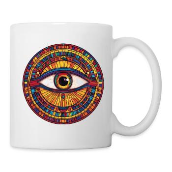 Regenbogen-Mosaikauge - Tasse - Weiß - Rechts