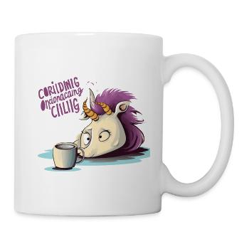 Weeping unicorn with coffee motif - Mug - white - Right