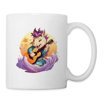 Kawaii dragon with guitar by the sea - Mug - white - Right