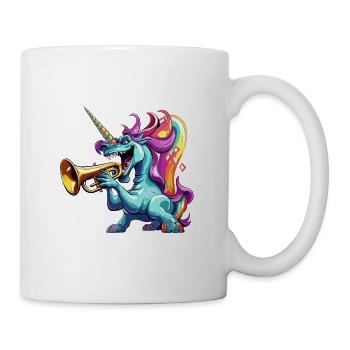 Buntes Einhorn Trompete - Tasse - Weiß - Rechts