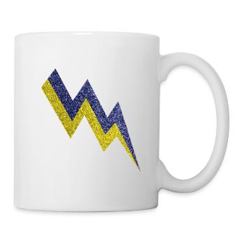 Goldener und blauer funkelnder Blitz - Tasse - Weiß - Rechts