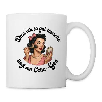 Colla-Gen – Beauté avec un sens de l’humour | Illustration rétro - Mug blanc - blanc - Droite