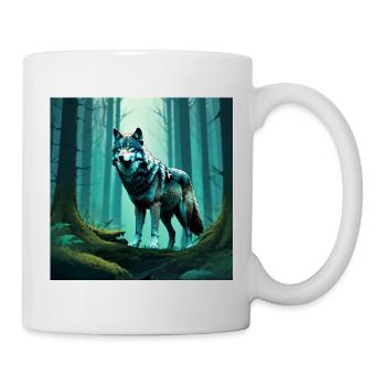 Waldwolf im Nebelwald - Tasse - Weiß - Rechts