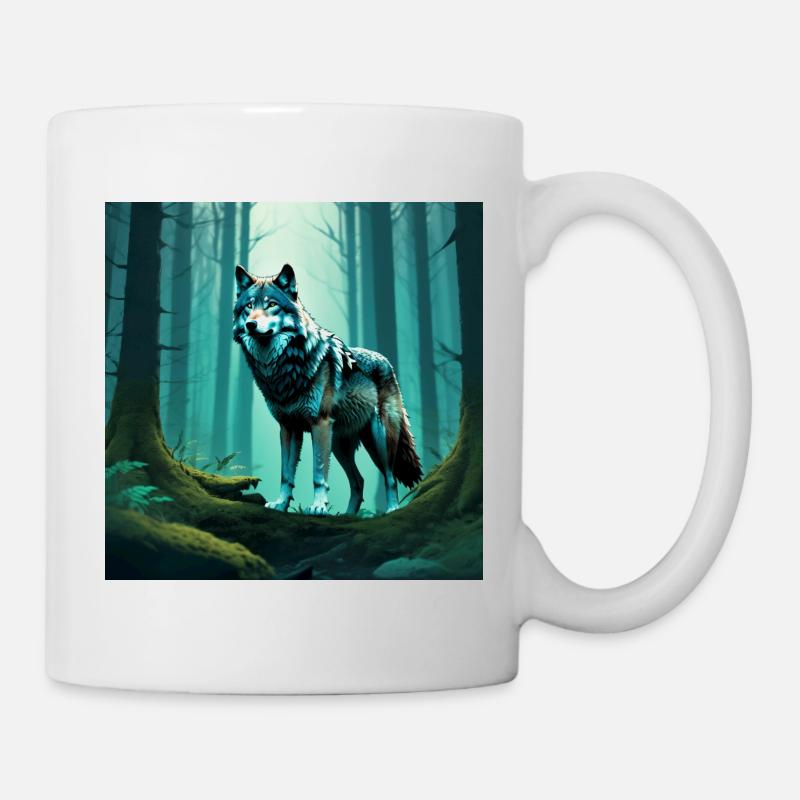 Loup des bois dans la forêt de nuages - Mug blanc - blanc