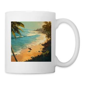 Surfeurs de plage ensoleillés sur Palm Beach - Mug blanc - blanc - Droite
