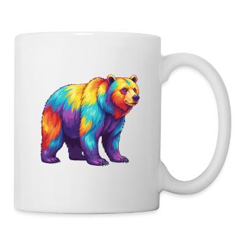 Bunte Bärenregenbogen-Pop-Art-Aquarell - Tasse - Weiß - Rechts
