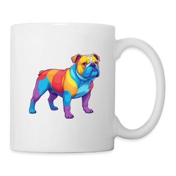 Bunte Bulldogge-Regenbogen-Pop-Art-Aquarell - Tasse - Weiß - Rechts