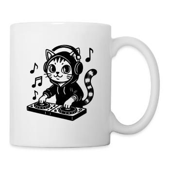 Chat DJ en hoodie - Mug blanc - blanc - Droite