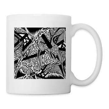 Schwarz-Weiß abstraktes Design Nr. 4 - Tasse - Weiß - Rechts