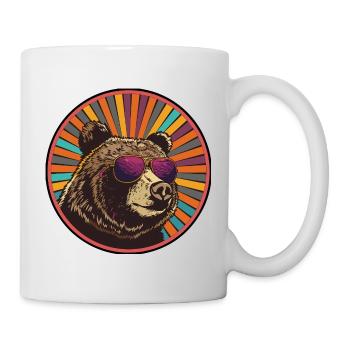 Ours avec des lunettes de soleil rétro - Mug blanc - blanc - Droite