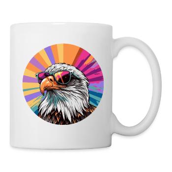 Eagle with sunglasses - Mug - white - Right
