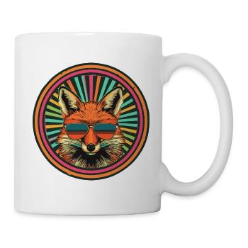 Renard rétro avec lunettes de soleil - Mug blanc - blanc - Droite