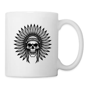 Indian Skull Warrior Feather Headdress - Mug - white - Right