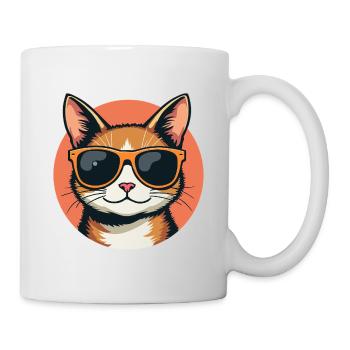 Cool cat with sunglasses cat portrait - Mug - white - Right