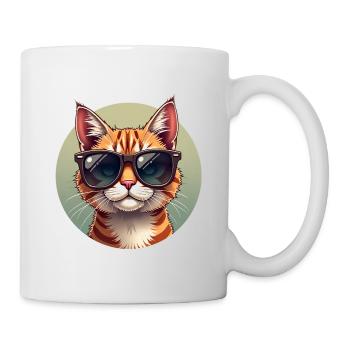 Cool cat with sunglasses cat portrait - Mug - white - Right