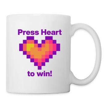 Press Heart to Win,Gamer Love Language - Tasse - Weiß - Rechts