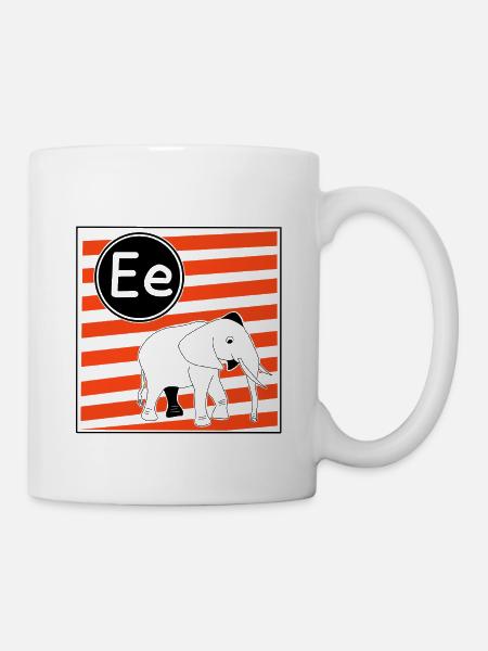 E pour Lettres d’éléphant pour apprendre à lire - Mug blanc - blanc