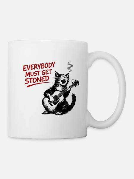 Katzenrock Stoned Guitar Cat - Tasse - Weiß