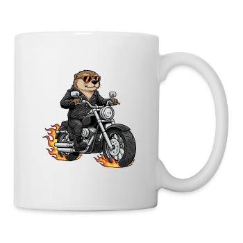 Cool Biker Otter Moto Flammes - Mug blanc - blanc - Droite