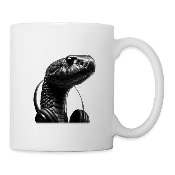 Schwarze Mamba Schlange mit Kopfhörern – Dark Art - Tasse - Weiß - Rechts