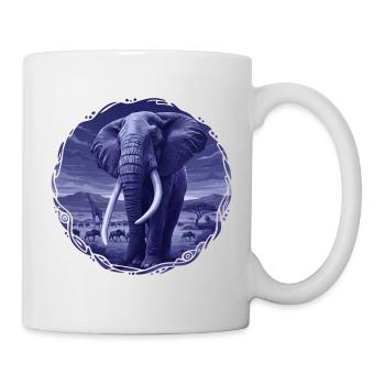 Nächtlicher Elefant in der Savanne - Tasse - Weiß - Rechts