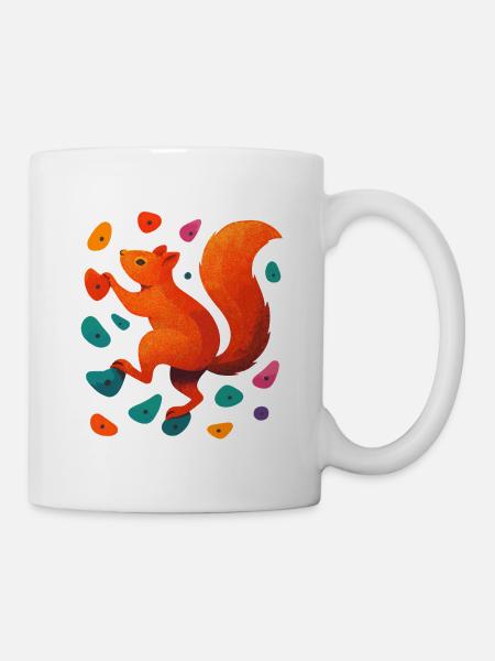 Bouldern Eichhörnchen Klettern Motivation Geschenk - Tasse - Weiß
