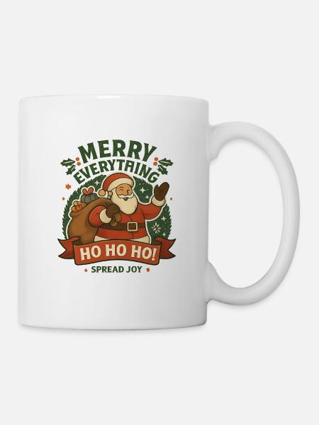 Santa Spread Joy Weihnachtsmotiv - Tasse - Weiß