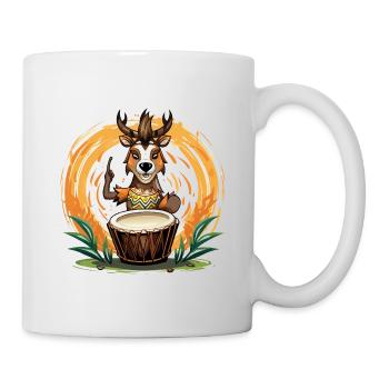 Drum deer in the wild circle - Mug - white - Right