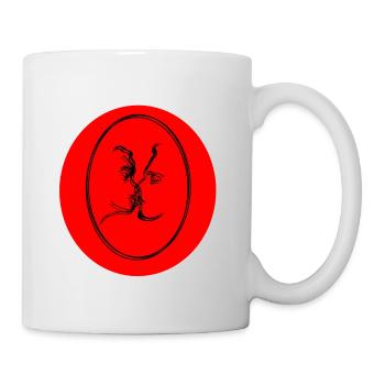 Roter Kuss Linienstil Porträt - Tasse - Weiß - Rechts
