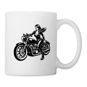 Sexy Motorradmädchen - Tasse - Weiß - Rechts