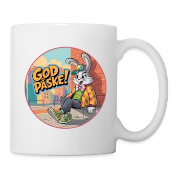 Joyeuses Pâques avec un lapin de Pâques rigolo ! - Mug blanc - blanc - Droite