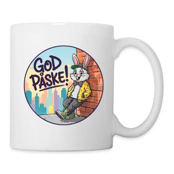 Happy Easter Bunny in the city skyline - Mug - white - Right