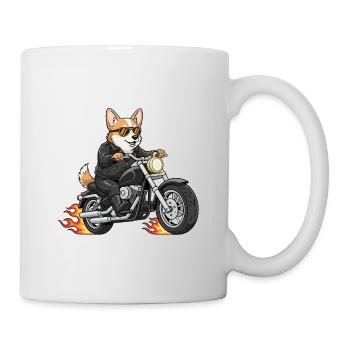 Motos moto Corgi motards Cool Flames - Mug blanc - blanc - Droite