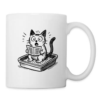 Reading cat on litter box humor - Mug - white - Right
