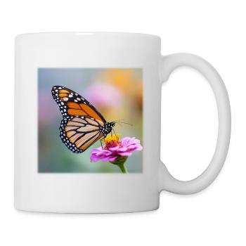 Monarch Butterfly on Verbena Macro - Mug - white - Right