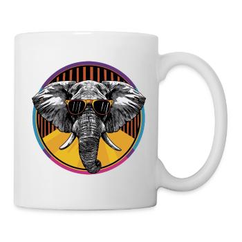 Elefant mit Sonnenbrille im Neon-Kreis - Tasse - Weiß - Rechts