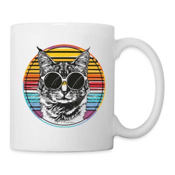 Un look de chats avec des lunettes de soleil rétro - Mug blanc - blanc - Droite