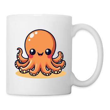 Cute Calamar Pieuvre souriante Kawaii - Mug blanc - blanc - Droite